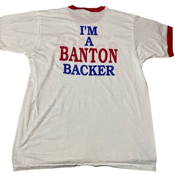 Vtg Screen Starts 80s Mens Ringer Shirt Single Stitch USA GOP politics Banton XL - Picture 2 of 8